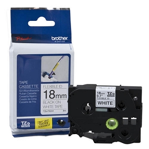 Made By  Brother TZe-FX241 P-Touch Label Tape, 18mm (0.7''), Black on White, Flexible ID